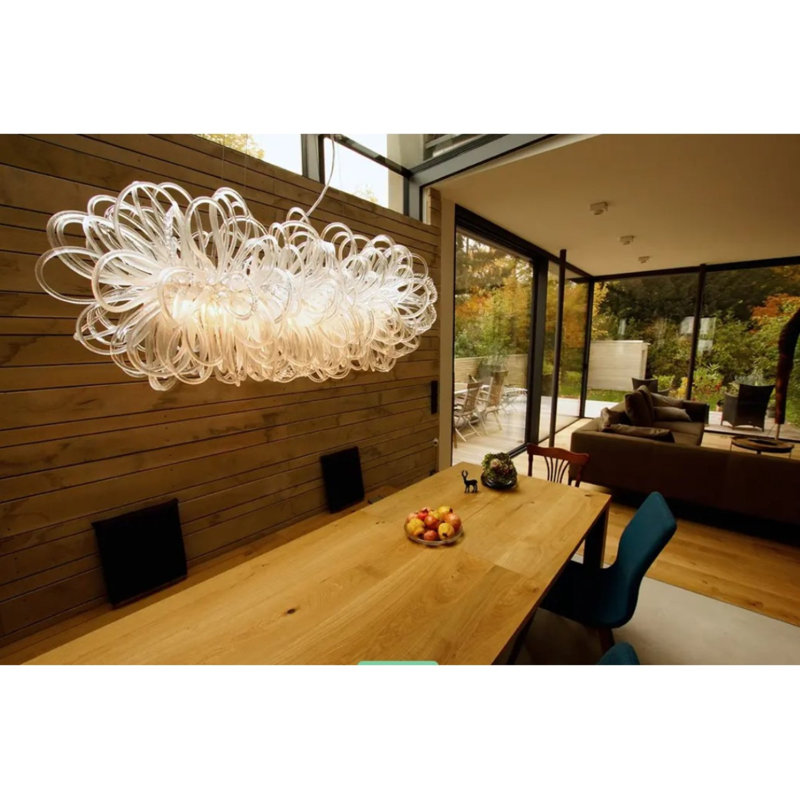 Lustre en verre de Murano Orion, Nickel brossé, Givré, 55” Length x 36” Width x 24” Height