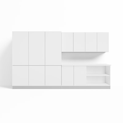 12 ft. Family Mudroom — 8-Piece, QuickAssemble 75 sec/box, White — Use for Mudroom or Entry Hall