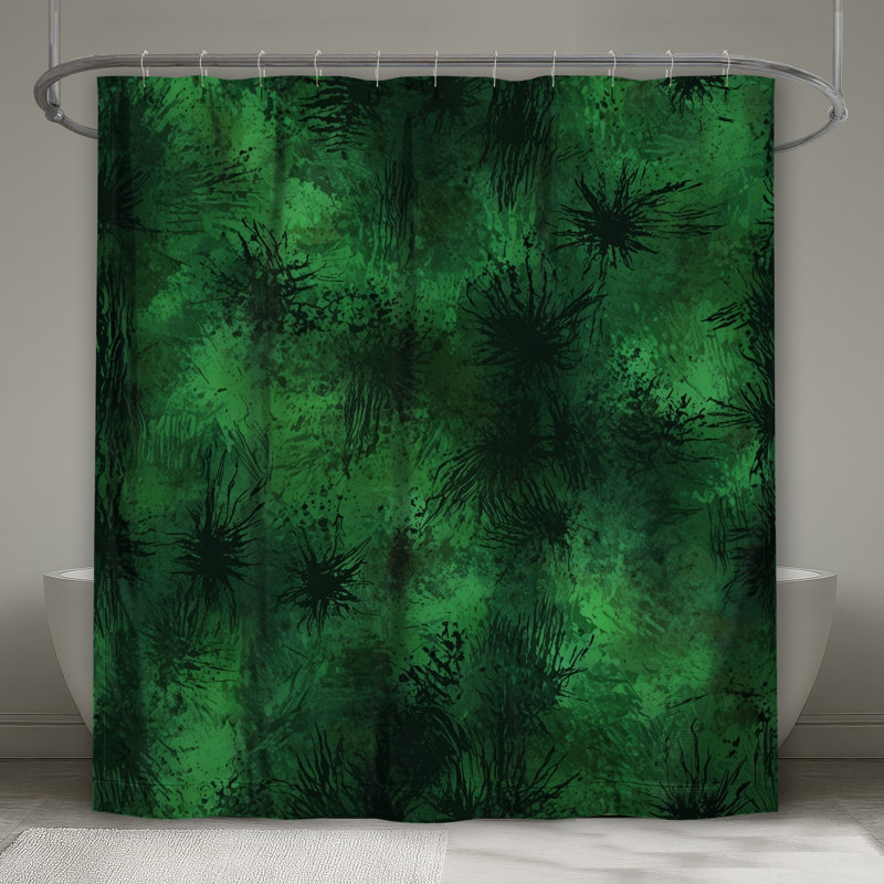 Rideaux de douche verts à motif abstrait, L 70 po x H 84 po