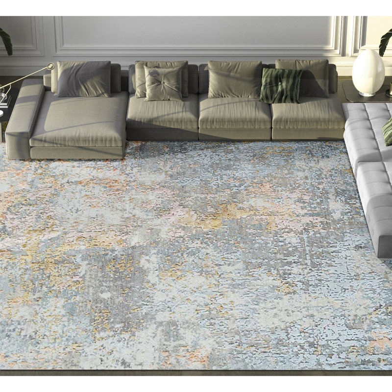 Hand Knotted Abstract Area Rug, Rectangle 4' x 6'