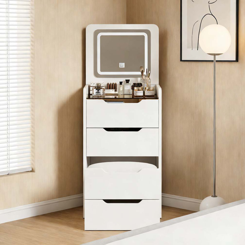 Ensemble de meuble-lavabo 3 en 1 avec miroir et plateau de maquillage, Blanc