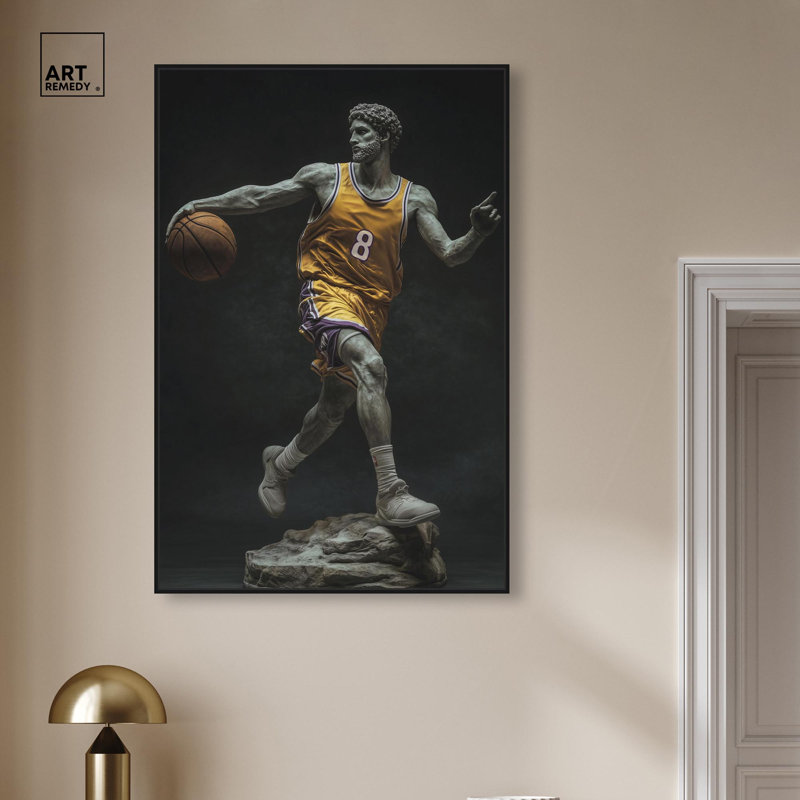 Basketball Sculpture , H 46 po x l 31 po, Cadre flottant noir