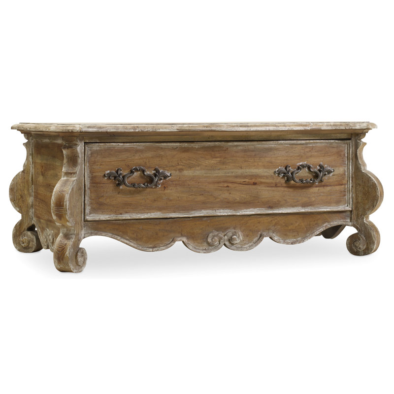 Traditional Brown Rectangular Wood Coffee Table with Storage