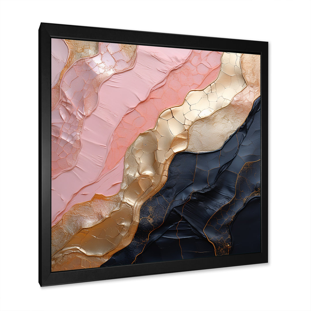 Minimalism Pink Gold Poteries - Abstract Spirals Wall Art Mercer41 
