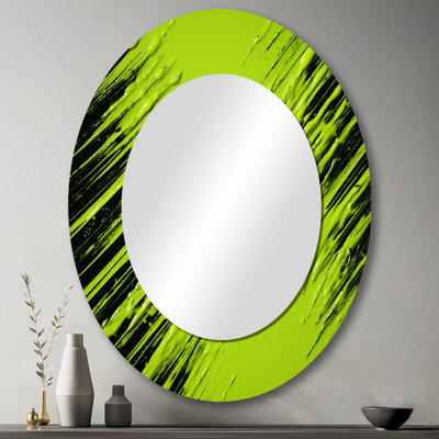 Tropical Fusion collages - Miroir décoratif ovale abstrait sur métal