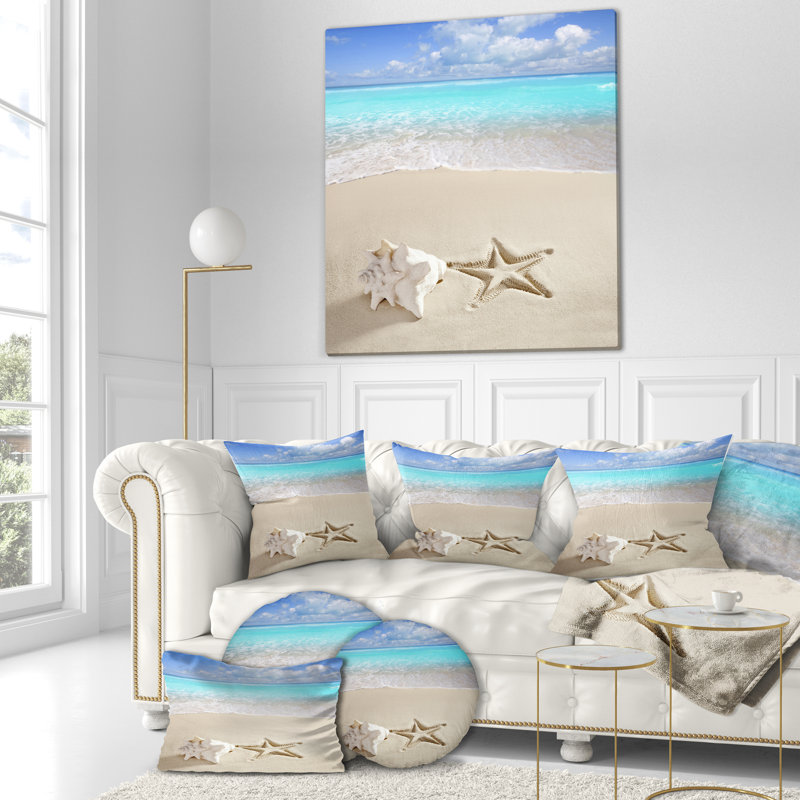 Caribbean Beach Starfish - Beaches Printed Pillow, 16" x 16", Throw Pillow