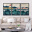 " Mountain Landscape Abstract Scenic Illustration Modern Art Decor Zen " 3 - Pieces-98697215-98697219