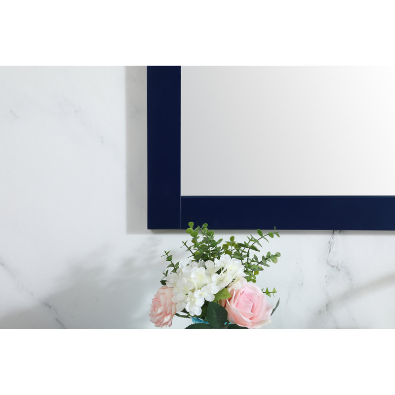 Rosenow Wood Flat Wall Mirror, Blue, 36'' H x 48'' W