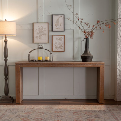 Console en bois massif de style rétro pour salon et entrée, table longue, plateau spacieux pouvant servir de coiffeuse ou de bureau, structure résistante à l'eau et facile à nettoyer, idéale pour l'entrée ou le séjour. Elle offre une grande polyvalence et résiste à la chaleur.