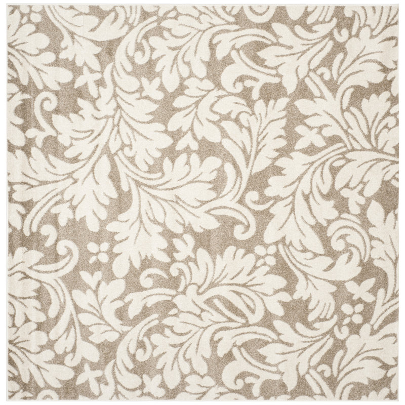 Tapis performance à motif floral Carman, Carré 9 pi