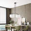 Grand lustre linéaire doré 2 lumières avec abat-jour en tissu blanc cassé fabriqué à la main-1353392263