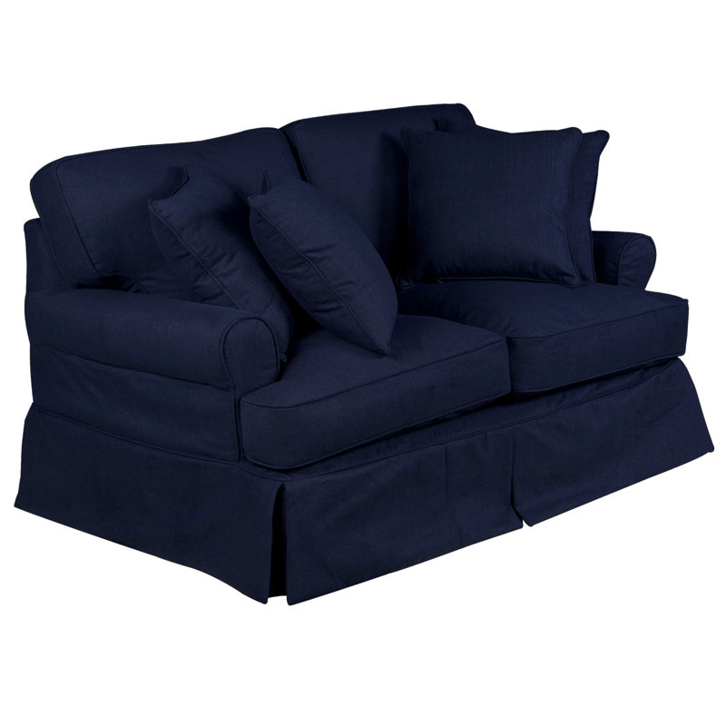 Wesham 60'' Slipcovered Loveseat, Navy Blue Polyester