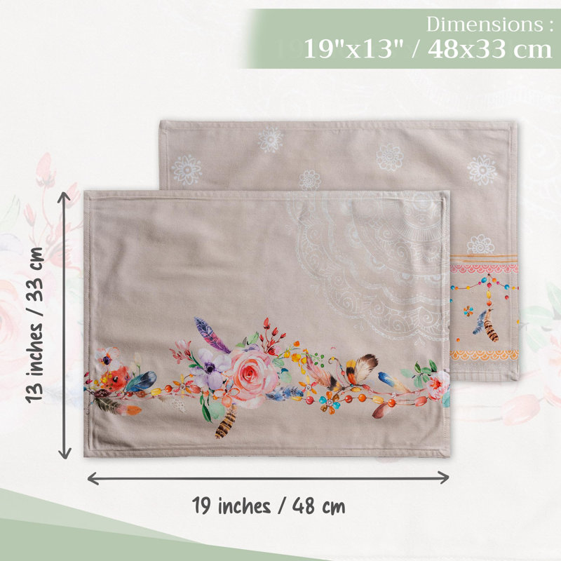 Maison d'Hermine Ibiza - Ensemble de table beige 100 % coton 4 - 13 po x 19 po