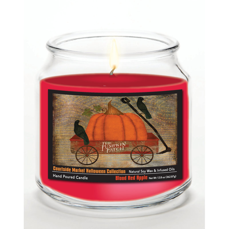 Bougie Fall Wagon en pot en verre de 400 g avec couvercle en métal argenté brossé