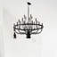 24 - Noir mat - Style bougie en fer industriel pour le salon, la chambre à coucher et la cuisine. Conception moderne suspendue. Option de hauteur réglable. Ampoule E12 non incluse. Luxe américain