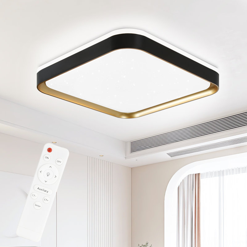 LED ceiling light modern 32W square dimmable black gold for living room kitchen hallway 30cm, White