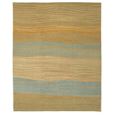 Tides Wool Striped Area Rug in Green/Beige/Blue