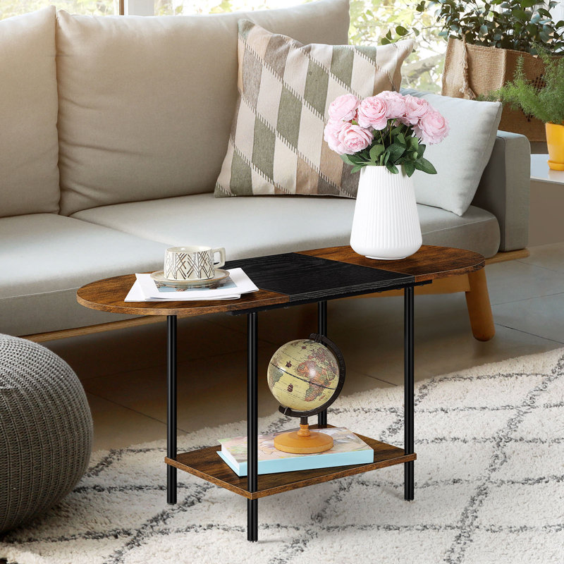 Double-Layer Retro Brown Industrial Style Tea Table