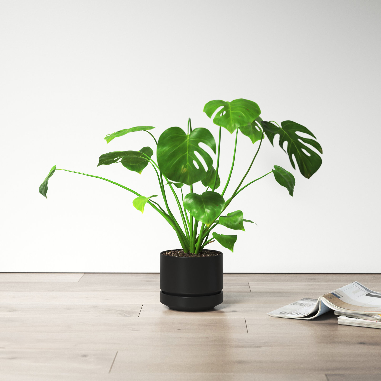 Byer Handmade Ceramic Pot Planter, Black, 4.25" H x 5" W x 5" D