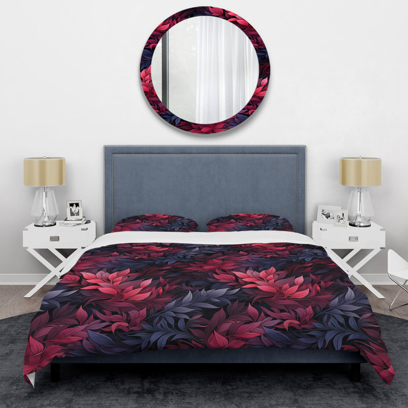 Literie Crimson Twilight Moody, Housse de couette pour grand lit et 2 taies décor