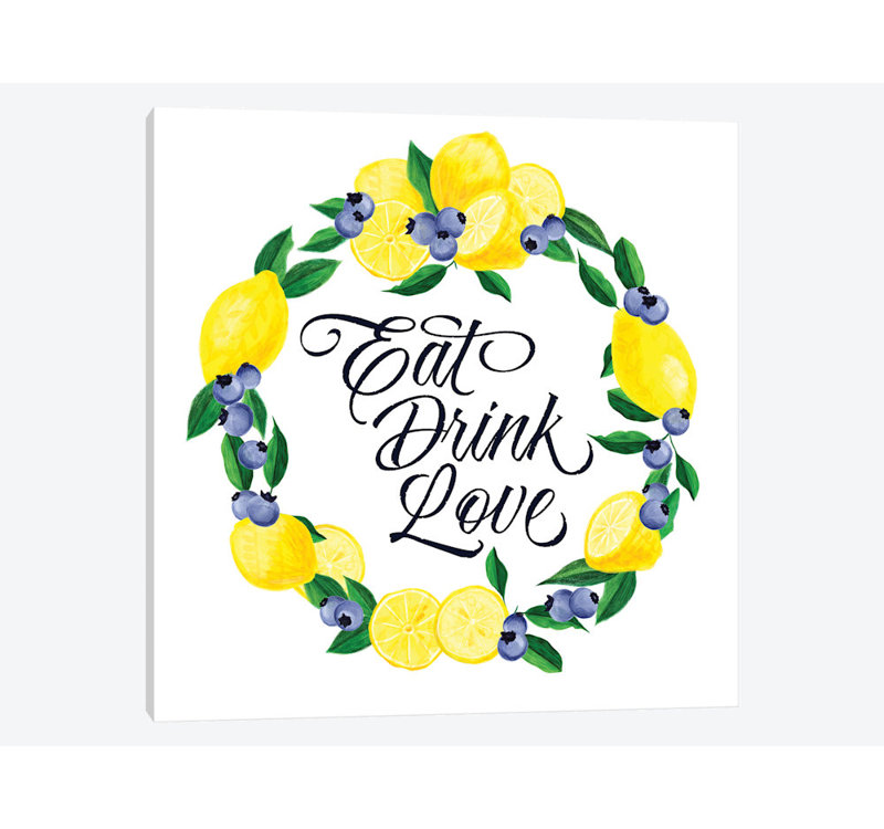«Lemon Blueberry Kitchen Sign II», impression sur toile, H 26 po x l 26 po x P 1,5 po, Toile tendue, Pas de tapis