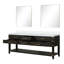 Meuble-lavabo double avec miroirs et tablette ouverte