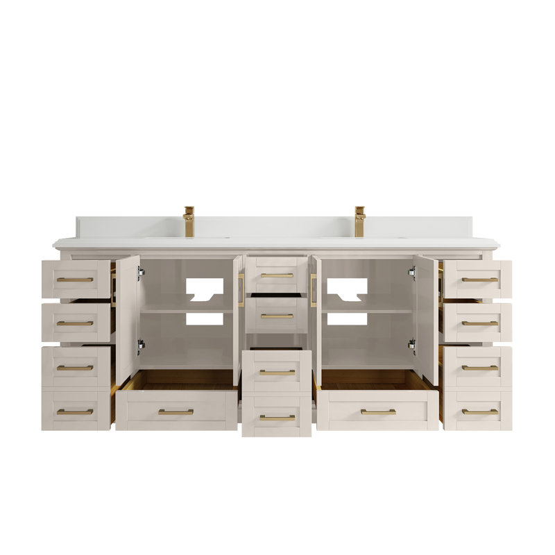 84 po Boston X P 22 po De salle de bain Quartz Piatra, Blanc
