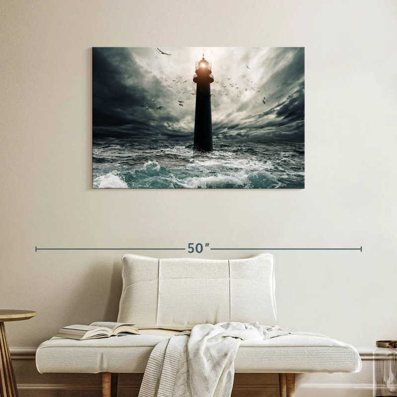 Aletra Lighthouse In The Storm, 26" H x 39" W