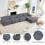 Canapé modulaire velours capitonné modulaire, gris foncé-1119169399