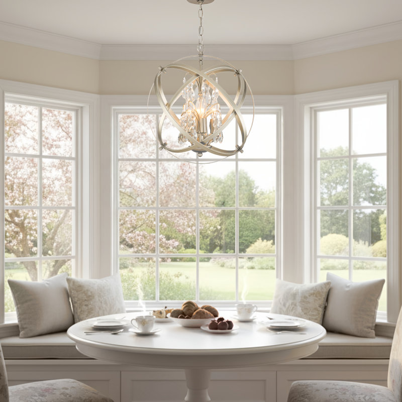 Lustre à 4 lumières à intensité variable l 17 po avec accents en cristal rappaport, Or champagne