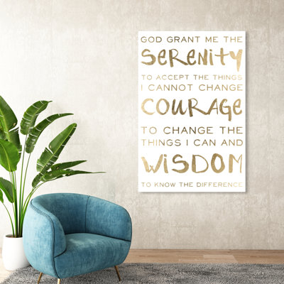 Serenity Prayer and Courage Motivation - Art textuel sur toile