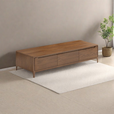 Rectangular solid wood storage coffee table