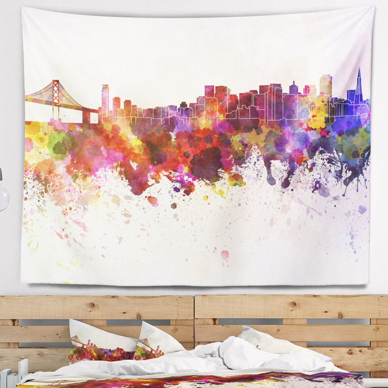 Tapisserie de san francisco skyline Cityscape, H 32 po x l 39 po