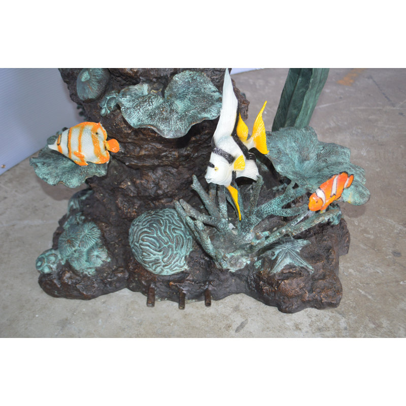 Mermaid Diving for a Pearl Fountain Bronze Statue -  Size: 34"L x 27"W x 93"H.