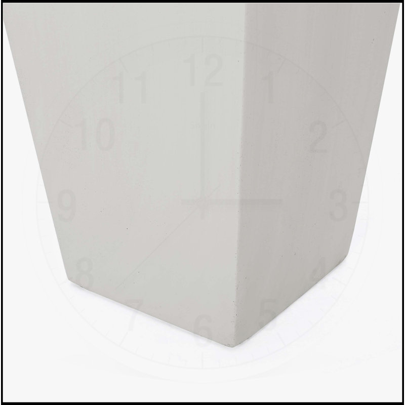 Jardinière d'extérieur moderne en pierre MGO, H 28,5 po x l 13 po x P 13 po, Blanc mat
