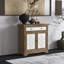 Armoire rustique vintage avec panneaux floraux sculptés et bois vieilli