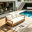 Canapé de patio 3 places en bois d'acacia-129028483