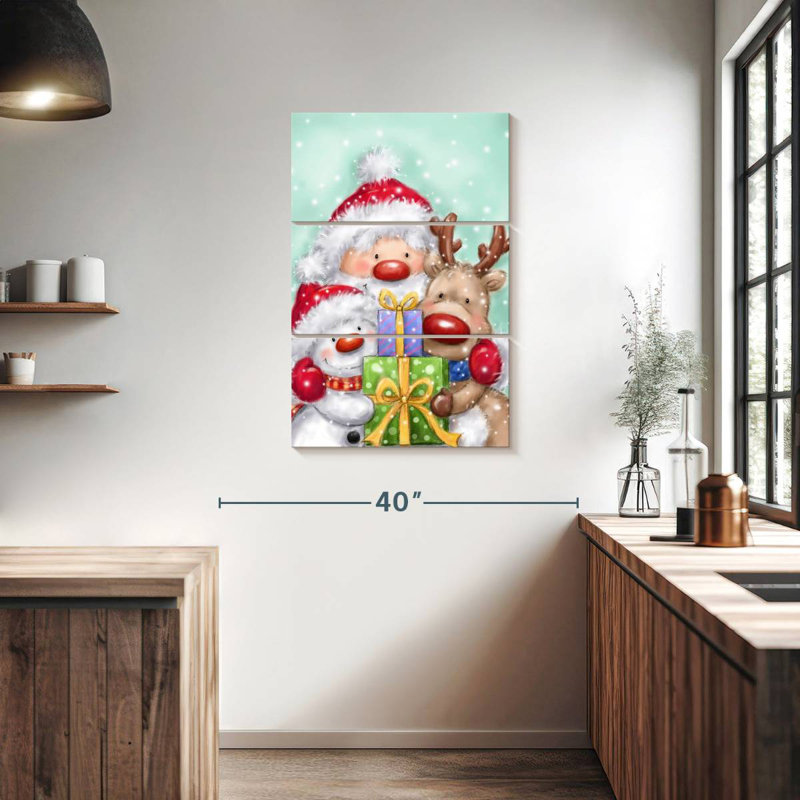 Lelend père Noël et bonhomme de neige, H 38 po x l 24 po