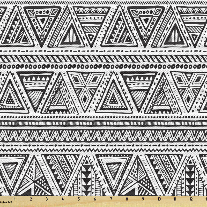 Chavy Monochrome Zentangle Triangles Multi-Purpose Fabric