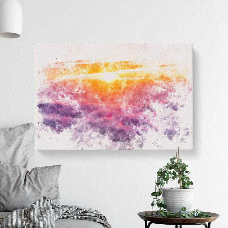 Sunrise over Bali Watercolour - Wrapped Canvas, 40cm H x 60cm W x 3cm D