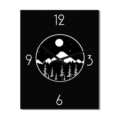 Très petite montagne de pleine lune en noir et blanc - paysage abstrait très grandes horloges murales