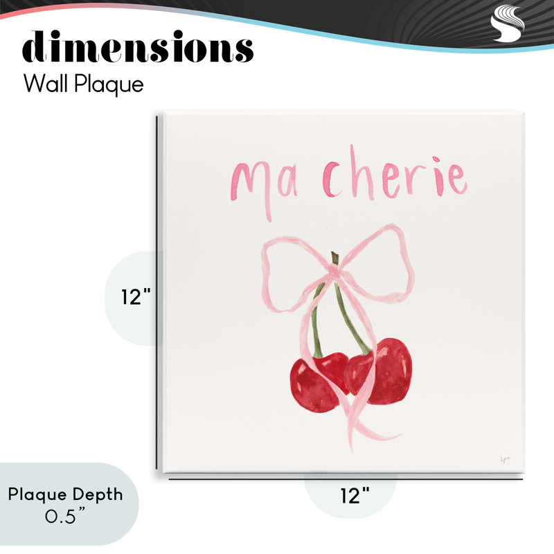 Plaque murale Ma Cherie Ribboned Cherries, design par Lucille Price