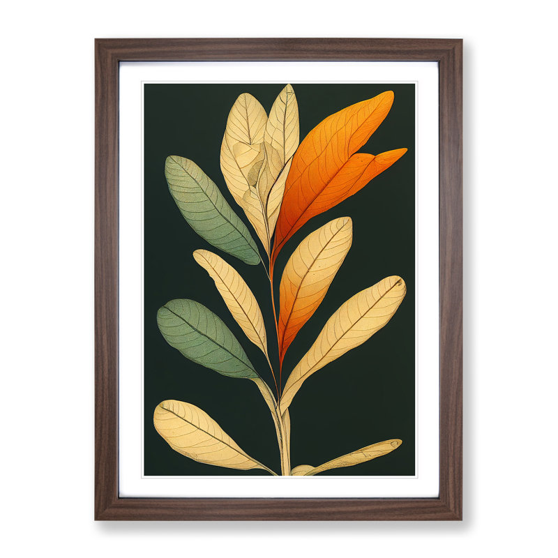 Pretty Leaves Art No.2 - Wall Art, 34cm H x 25cm W, Walnut Framed