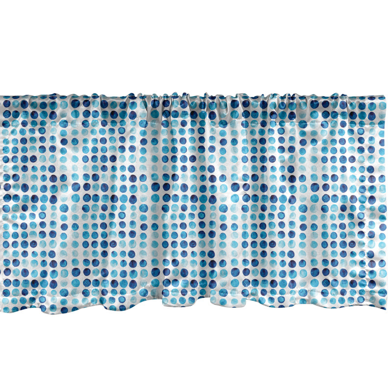 Blue and Pale Blue Hand Drawn Circles Satin Valance 54" x 18"