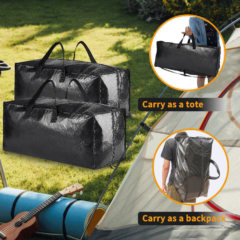 Heavy Duty Moving Bags - Extra Large Storage Totes with Backpack Straps, Strong Handles & Zippers, Alternative to Moving Boxes