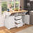 55.7" Large Kitchen Island with 2 Drop Leaf,Rolling Kitchen Cart-551149053