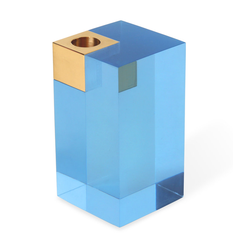 Monte Carlo Candle Holder, 5.5" H x 3" W x 3" D, Blue