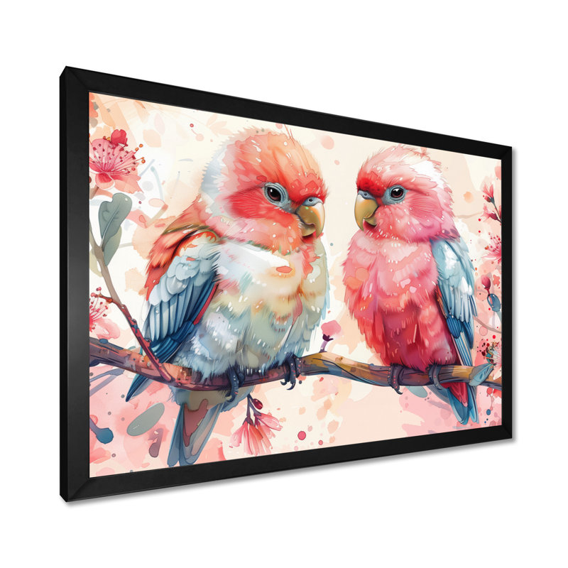 Saxatil - Art mural perroquet, Cadre simple noir, H 30 po x l 40 po