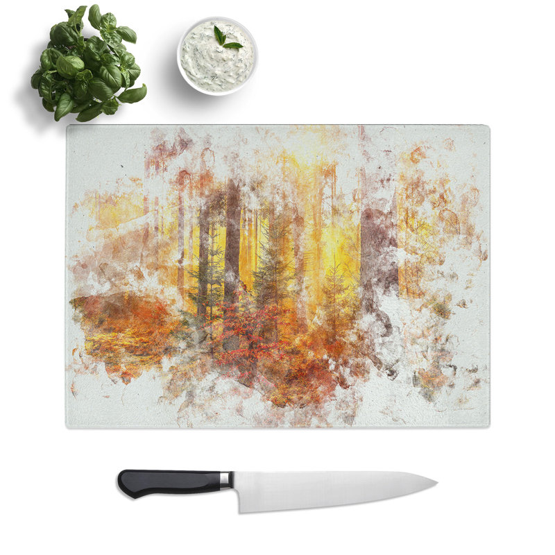 Tempered Glass Mystery Forest Chopping Board, 20 cm x 28.5 cm