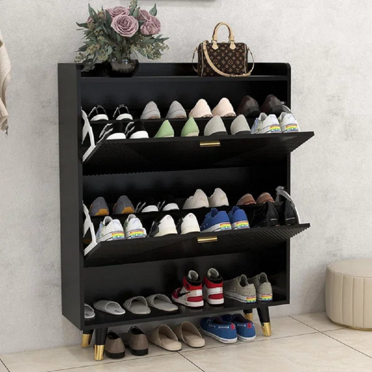 Everly Quinn Shoe Storage Cabinet Freestanding Shoe Rack Organizer with  Adjustable Shelves for Up to 28 Pairs & Reviews